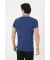 Erkek Polo Yaka tişört Slim Fit Baskılı Kısa kol T-Shirt - Mavi