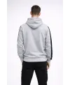 Erkek Şeritli Kapüşonlu Oversize Sweatshirt 3 iplik Pamuklu hoodie - Beyaz