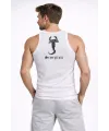Erkek Spor Slimfit Fitilli Kaşkorse Arka Basklı Atlet 2li Set Siyah-Beyaz
