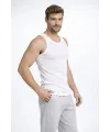 Erkek Spor Slimfit Fitilli Kaşkorse Arka Basklı Atlet 2li Set Siyah-Beyaz