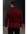 Erkek Tam Boğazlı Balıkçı Yaka Triko Kazak Kalın Fitilli - Bordo