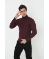 Erkek Tam Boğazlı Fitilli Likrali Koşkorse Badi - Bordo