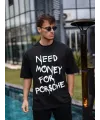 Erkek Tişört Bisiklet Yaka Baskılı Kısa kol Oversize T-Shirt - Siyah