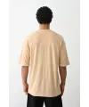 Erkek Tişört Düz Basic Penye Yazlık Bisiklet Yaka Kısa Kol T-Shirt - Bej