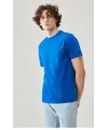 ERKEK Tişört Kısa Kol Düz Bisikilet Yaka Oversize T-shirt - Mavi