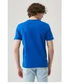 ERKEK Tişört Kısa Kol Düz Bisikilet Yaka Oversize T-shirt - Mavi