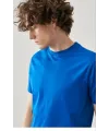ERKEK Tişört Kısa Kol Düz Bisikilet Yaka Oversize T-shirt - Mavi