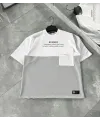 ERKEK Tişört Torba Cepli Parçalı Kısa Kol T-Shirt - Gri