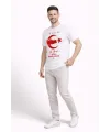 Erkek TÜRKİYE Ay Yıldız Baskılı Taraftar Forma T-Shirt - Beyaz