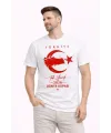 Erkek TÜRKİYE Ay Yıldız Baskılı Taraftar Forma T-Shirt - Beyaz