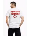 Erkek TÜRKİYE Ay Yıldız Baskılı Taraftar Forma T-Shirt - Beyaz