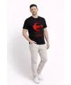 Erkek TÜRKİYE Ay Yıldız Baskılı Taraftar Forma T-Shirt - Siyah