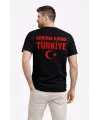 Erkek TÜRKİYE Ay Yıldız Baskılı Taraftar Forma T-Shirt - Siyah