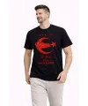 Erkek TÜRKİYE Ay Yıldız Baskılı Taraftar Forma T-Shirt - Siyah