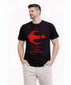 Erkek TÜRKİYE Ay Yıldız Baskılı Taraftar Forma T-Shirt - Siyah