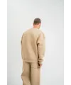 Erkek Uzun Kol Bisiklet Yaka 3 iplik Pamuklu Kışlık SweatShirt  - Bej