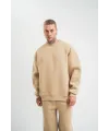 Erkek Uzun Kol Bisiklet Yaka 3 iplik Pamuklu Kışlık SweatShirt  - Bej
