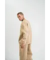 Erkek Uzun Kol Bisiklet Yaka 3 iplik Pamuklu Kışlık SweatShirt  - Bej