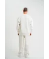 Erkek Uzun Kol Bisiklet Yaka 3 iplik Pamuklu Kışlık SweatShirt  - Beyaz