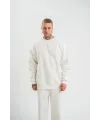 Erkek Uzun Kol Bisiklet Yaka 3 iplik Pamuklu Kışlık SweatShirt  - Beyaz