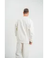 Erkek Uzun Kol Bisiklet Yaka 3 iplik Pamuklu Kışlık SweatShirt  - Beyaz
