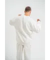 Erkek Uzun Kol Bisiklet Yaka 3 iplik Pamuklu Kışlık SweatShirt  - Beyaz