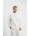 Erkek Uzun Kol Bisiklet Yaka 3 iplik Pamuklu Kışlık SweatShirt  - Beyaz