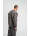 Erkek Uzun Kol Bisiklet Yaka 3 iplik Pamuklu Kışlık SweatShirt  - Füme
