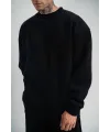 Erkek Uzun Kol Bisiklet Yaka 3 iplik Pamuklu Kışlık SweatShirt - Siyah