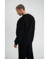Erkek Uzun Kol Bisiklet Yaka 3 iplik Pamuklu Kışlık SweatShirt - Siyah