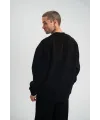 Erkek Uzun Kol Bisiklet Yaka 3 iplik Pamuklu Kışlık SweatShirt - Siyah