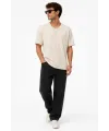 Erkek V Yaka Basic Tişört Kısa Kol Yazlık Regular Fit T-Shirt - Bej