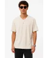 Erkek V Yaka Basic Tişört Kısa Kol Yazlık Regular Fit T-Shirt - Bej