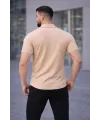 Erkek Waffle Dokuma Kumaş Açık Yakalı Düğmeli Gömlek 2’li Set Haki-Bej