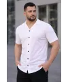 Erkek Waffle Kumaş Açık Yakalı Düğmeli Regular Fit Gömlek 2’li Set Siyah-Beyaz