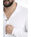 Erkek Waffle Kumaş Uzun Kollu Düğmeli Açık Yaka Regular Fit Gömlek - Beyaz