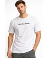 Erkek Wafıl Kumaş Tişört Regular Kalıp Bisiklet Yaka Baskılı T-Shirt - Beyaz
