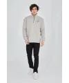 Erkek Yarım Fermuarlı Baskılı 3 iplik pamuklu sweatshirt - Boyalı Gri