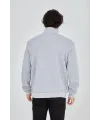Erkek Yarım Fermuarlı Baskılı 3 iplik pamuklu sweatshirt - Gri