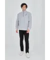 Erkek Yarım Fermuarlı Baskılı 3 iplik pamuklu sweatshirt - Gri