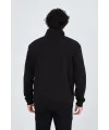 Erkek Yarım Fermuarlı Baskılı 3  iplik pamuklu sweatshirt - Siyah