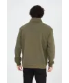 Erkek Yarım Fermuarlı Baskılı 3 iplik pamuklu sweatshirt - Yeşil