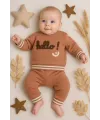 iegiyim™ Hello Nakışlı % 100 Pamuk 2li Erkek Bebek Takım
