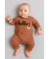 iegiyim™ Hello Nakışlı % 100 Pamuk Erkek Bebek Tulum