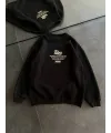 Kadın 3 iplik Pamuklu Bisiklet Yaka Baskılı SweatShirt - Siyah