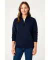 Kadın 3 İplik Pamuklu Dık Yaka Yarım Fermuarlı SweatShirt - Lacivert