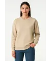 Kadın 3 İplik Pamuklu Düz Bisiklet Yaka SweatShirt - Bej