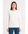 Kadın 3 İplik Pamuklu Düz Bisiklet Yaka SweatShirt - Beyaz