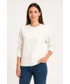 Kadın 3 İplik Pamuklu Düz Bisiklet Yaka SweatShirt - Beyaz