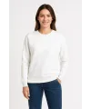 Kadın 3 İplik Pamuklu Düz Bisiklet Yaka SweatShirt - Beyaz
